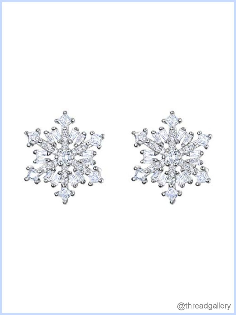 Sterling Silver Cubic Zirconia Snowflake Stud Earrings Hypoallergenic Winter